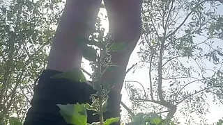 Moroccan bzarilian  boy getting horney in the street, outdoors