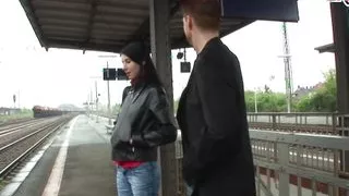 Skinny german slut pick up at train station and fucked