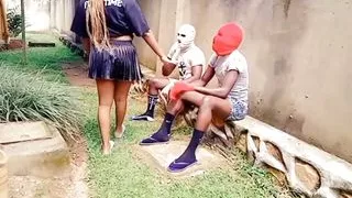 Slut Ebony Fucks Two Black Dudes