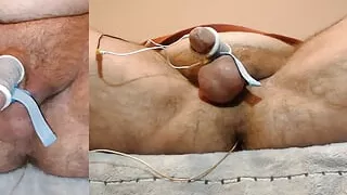 Frustrating estim with TONS of precum and 2 cumshots