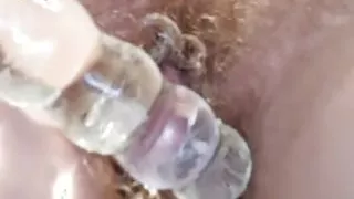 A glass dildo in my wet pussy