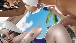 Aphy3d & X3D Hard anal sex delicious hot big ass fucking hard on the beach hot intense sex pleasure gaping anus fucked hard anal