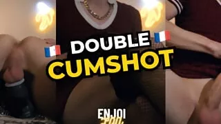 FRENCH TRANS big dick fuck her fleshlight double cumshot