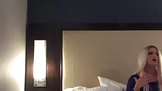 SUPER SEXY Blonde Sissy Removes Chastity Then Jerks Off