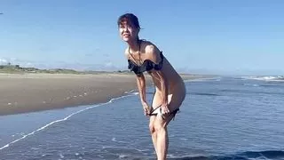 Strip and Naked dance on the beach,She loves utterly stark naked.