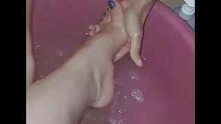 Cleaning my wife feet