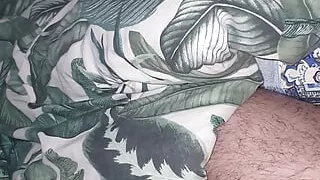 Step mom perfect handjob under blanket touching step son dick