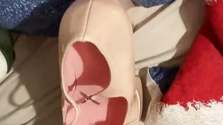 Cumming in pink platforms
