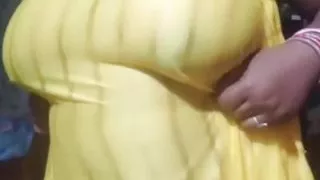 Desi yellow saree open blouse hot aunty romance dirty talking for fucking pussy fingering big boobs pressing telugu fuckers