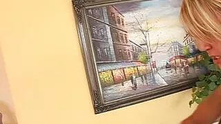 Smashing her pussy into pieces with thrusting the guy provides a facial for the blonde