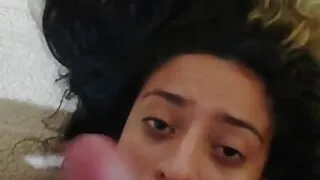 POV blow job and face fuck with cum shot all over Celeste's face