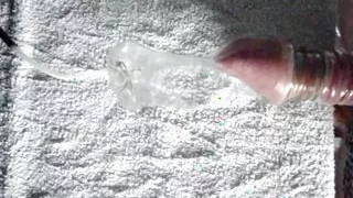 Hairy Cock And Balls With Rubber Bands And Condom Vacuum Suck Play With Juice Bottle