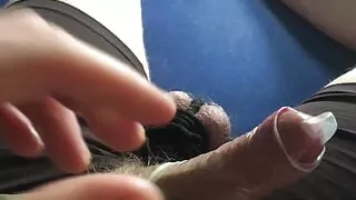 Foreskin Cockhead Masturbation With Condom And Bound Balls