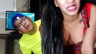 Stepmom in a miniskirt fucks her pervy stepson