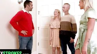 Step Sister And Stepdad Couldn't Be More Excited When Jimmy Brings Home His Virgin Girlfriend