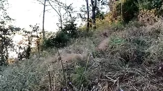 Sperm ejaculation on my lips in jungle