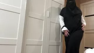 Moroccan girl caresses herself in pantyhose