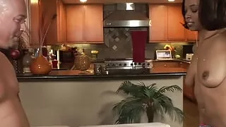 This ebony is skinny but she knows how to please a guy during an interracial