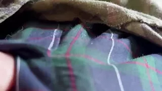 Army soldier jerks off in some plaid boxer shorts under his uniform with 2 cum shots!