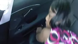 After sucking her guys cock, this black girl fucks him until he fills her up