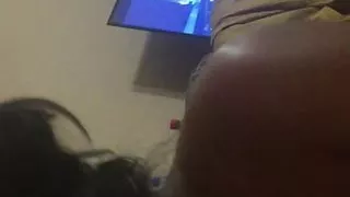 Indonesian wife sucking dick on her knees like a porno slut