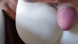 Hot Cumshot on Rubber Pussy, POV . A Lot of cum