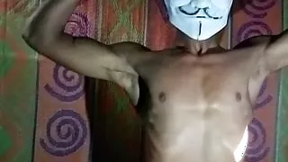Desi bodybuilder builds his body by masturbating.
