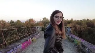 Outdoor huge cumshot in the face, full on the glasses!