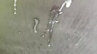 Cumshot on public highway restroom door