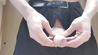 Hot amateur twink jerking off in workplace changing room until cumshot