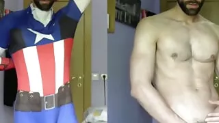 Captain America JERKING OFF and Cumming