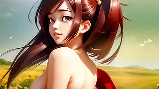 Beautiful topless cartoon girls
