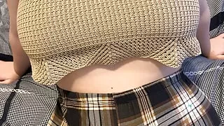 Horny 18 yo brunette plays with herself