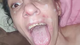 Skinny crack whore gives ???? head