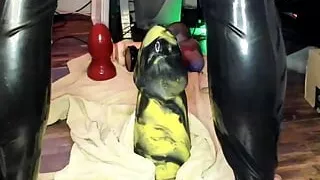 Latex Crossdresser Anal workout with huge John Thomas Master