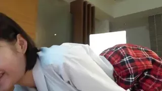 Japanese Beauty with Big Breasts. Gives Blowjob and Shaved Creampie Sex. Uncensored