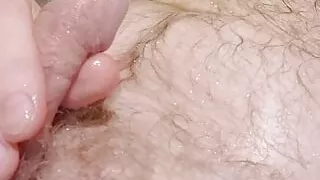 A little bit of a Scottish bear playing with wet piss covered hairy chest