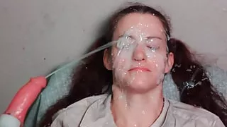 First double facial of fake cum