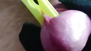 Clamp on cock and balls POV Mistress Redix