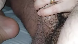 Step son get an erection being stimulate by step mom hand