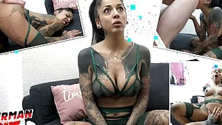 GERMAN SCOUT - Swiss tattoo model Fiina gets fucked at first porn casting