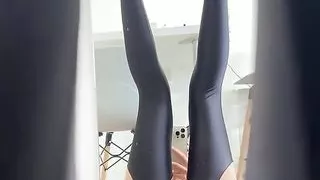 Masturbating in Black Stockings with Her New Anal Toy, Wanting a Big Cock Inserted Into Her
