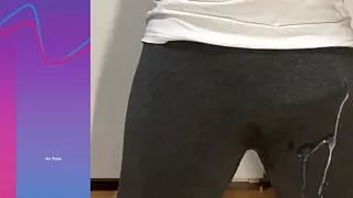 Cum in tight pants, hands free remote anal vibrator prostate orgasm