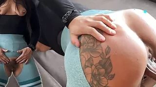 Girl with Huge Legs and Ass Tears her Leggings for Fucking