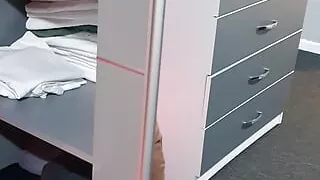 Step mom fully naked into step mom room while she getting dressed for work