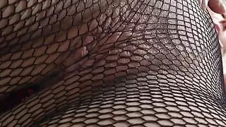 Petite Amateur Blonde Pissing in Black Fishnetspov