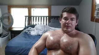 hairy chest lubricated and hot on cam