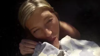 Blonde Showing Her Tits Outside For You