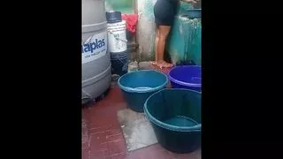 Indian stepmother was washing clothes, I couldn't resist seeing her delicious ass and I secretly fucked her