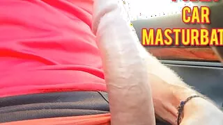 Man with big cock Masturbates unabashedly in Public: Car Exposure